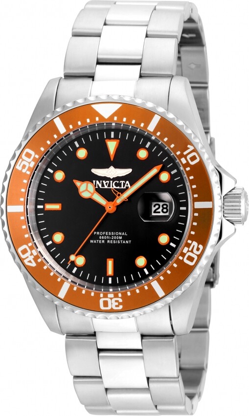 Invicta 22022 Pro Diver Men's 43mm Orange Bezel Black Sunray Date