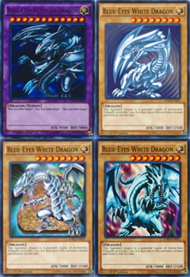 BLUE-EYES WHITE DRAGON Mint 4_Different Artworks CARD SET COMMON