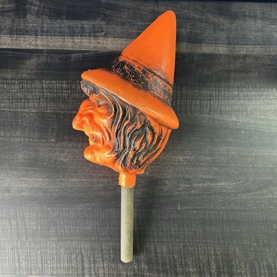 Vintage 60's BAYSHORE Halloween Blow Mold WITCH HEAD Rattle Shaker