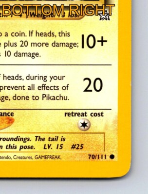 Pikachu HP 50 Quick Agility Attack Rarity Yellow Pokémon Card