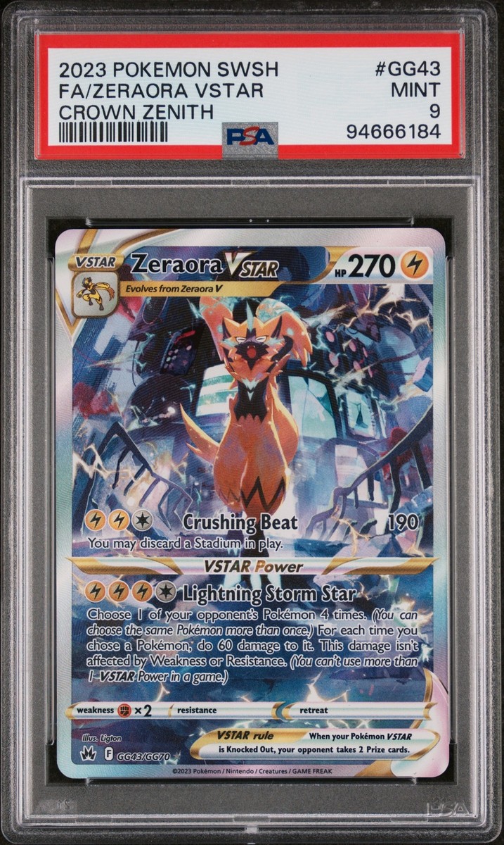 PSA 9 Zeraora Vstar Full Art GG43 2023 Pokemon Crown Zenith