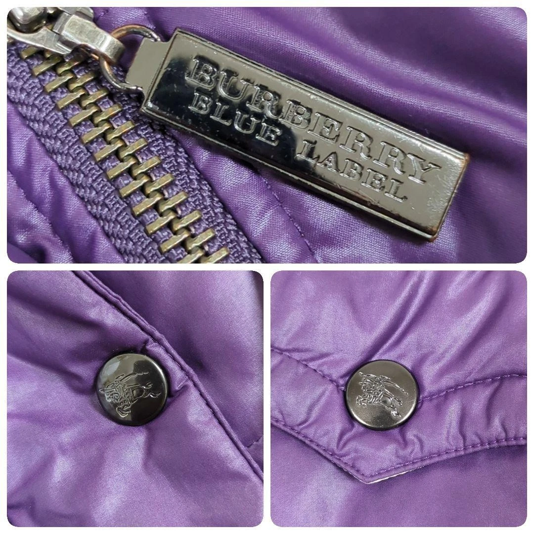 Burberry Blue Label Down Jacket Raccoon Fur Nova Check Hood