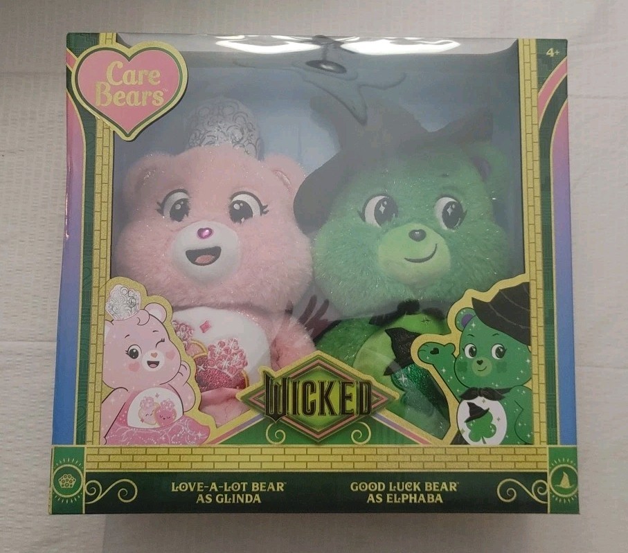 Care Bears x Wicked 2-Pack Glinda Elphaba Bear Limited Edition NIB