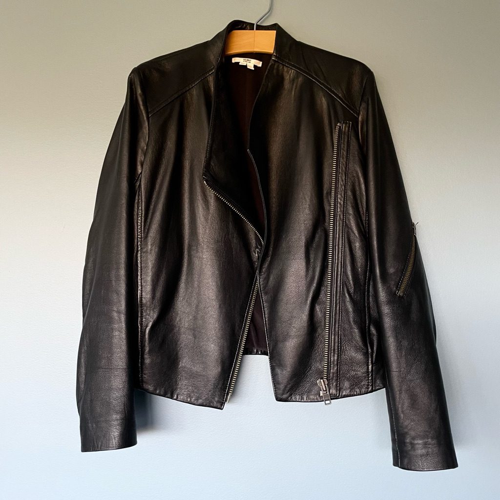 Helmut Lang Lamb Leather Moto Jacket XS P Black | eBay