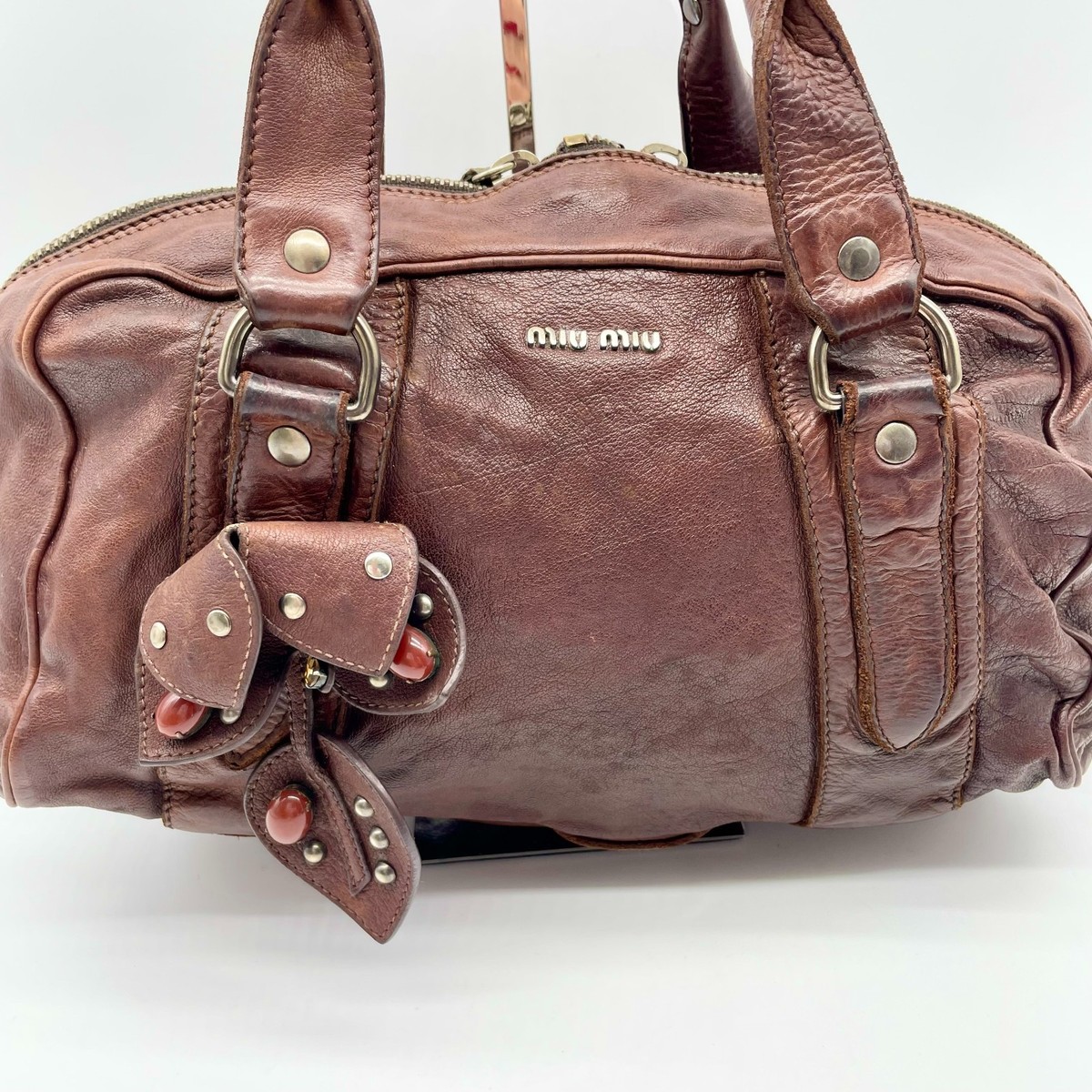 Miu Miu Handbag Brown Leather Flower 64 Archive bag Vintage Y2K