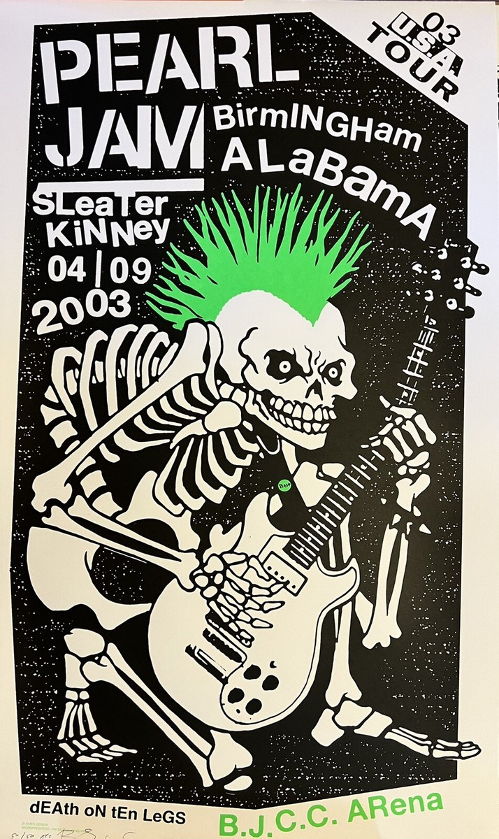 PEARL JAM VERY RARE AP AUTOGRAPH CONCERT POSTER BIRMINGHAM ALABAMA