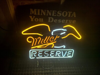 RARE MILLER BEER NEON LIGHTED SIGN- Minnesota YOU DESERVE MILLER