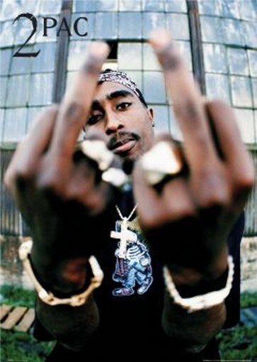 2PAC POSTER - GIVES THE FINGER - NEW TUPAC SHAKUR - PRINT IMAGE