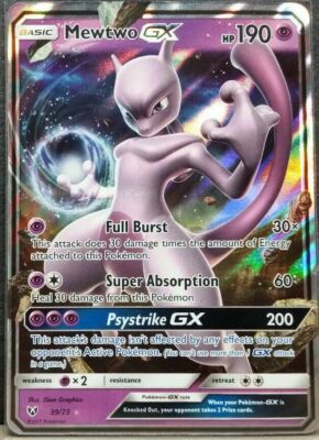 ULTRA RARE Mewtwo GX 39/73 Pokemon Sun Moon SM Shining Legends Mew
