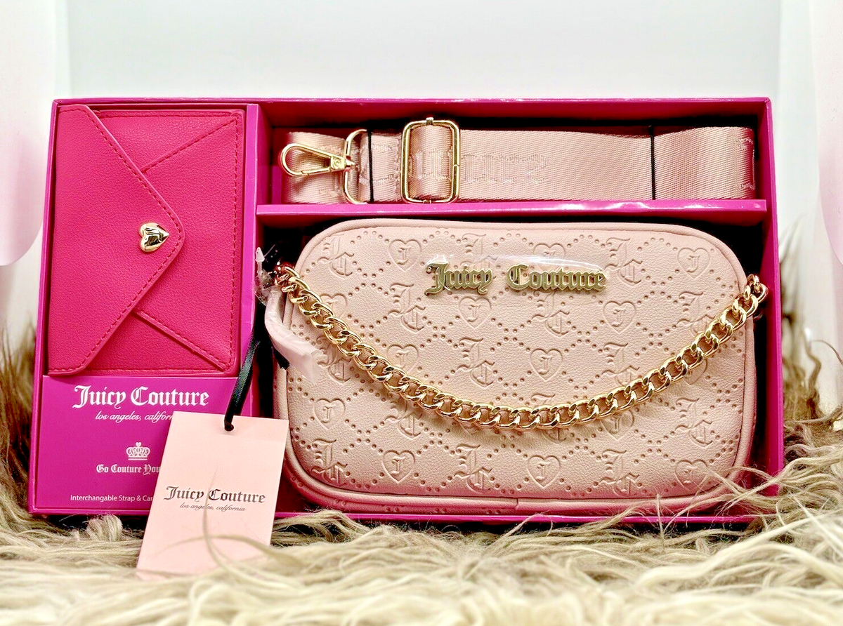 Juicy Couture Gift Set Pink Dusty Blush Slim Camera Bag & Envelope