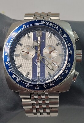 RARE Zodiac 1882 V8 Shelby 44mm Chronograph 13 Jewels Swiss Quartz