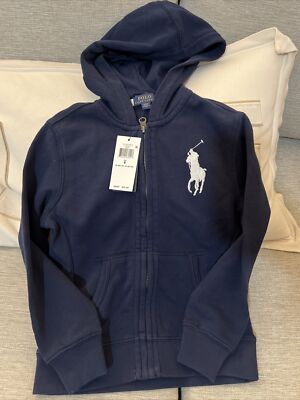 NWT Polo Ralph Lauren Boys Navy Big Pony Full Zip Hoodie Size 6 | eBay