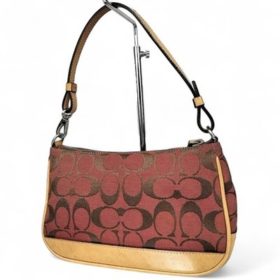 Coach 6094 Red Signature Canvas Leather Shoulder Hand Demi Mini