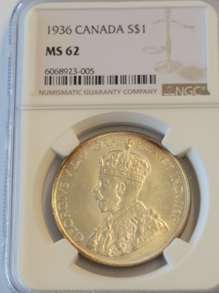 1936 Canada Silver $1 Dollar Coin NGC MS62 *ORIGINAL*@@ | eBay
