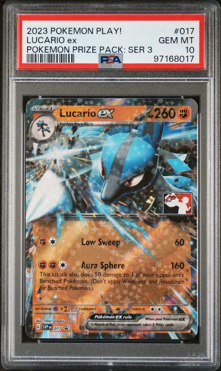 2023 POKEMON PLAY! LUCARIO EX #017 PRIZE PACK STAMP PSA 10 GEM