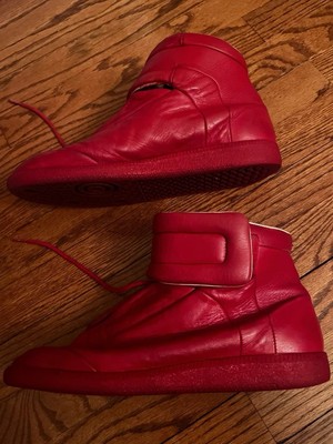 Maison Margiela Future Red Men 9 42 Leather High Top Sneakers