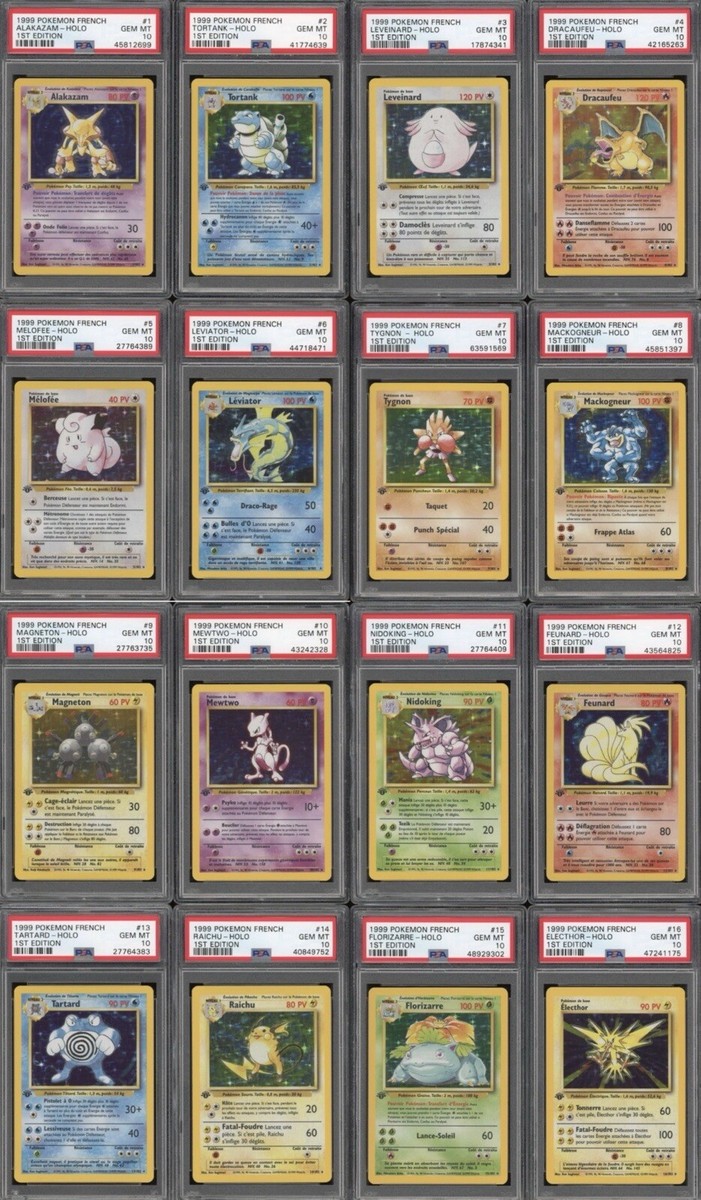 1999 Pokemon FRENCH 1st Edition Base Set COMPLETE PSA 10 SET 102
