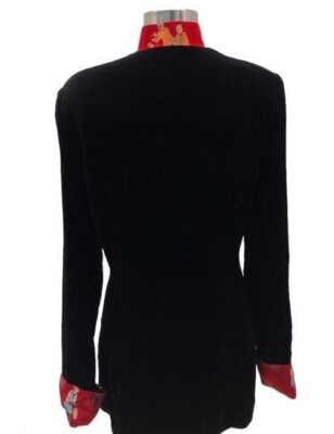 Vintage Black/Red Shanghai Velvet Long Sleeve Traditional Chinese