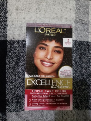 Loreal Paris Excellence Creme Hair Color #3 Natural Black - new w