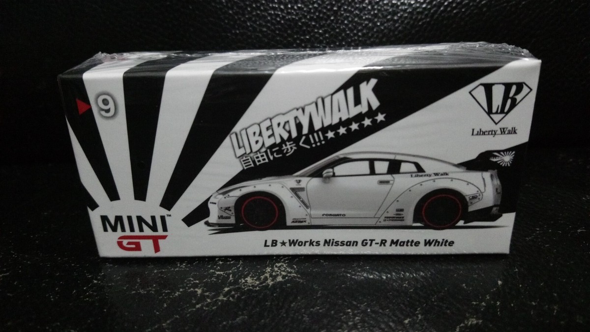 MINI GT 9 LBWK Nissan GT-R (R35) Matte White Type 1, Rear Wing Ver