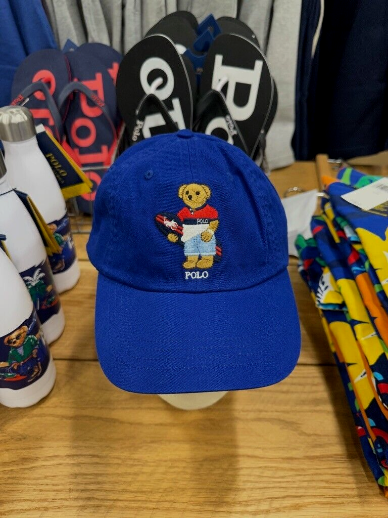 NWT Polo Ralph Lauren Men's Polo Bear Chino Baseball Cap Hat Blue
