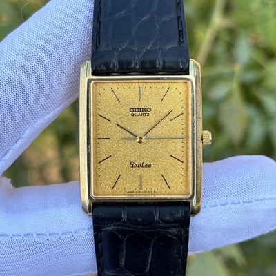 Vintage Seiko Dolce Tank Sand Dial Sapphire SGP 30 Japan Quartz