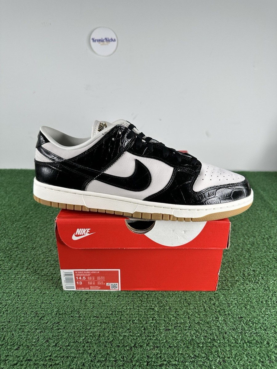Size 14.5W/13M - Nike Dunk Low LX Black Crocodile Gum FJ2260-003