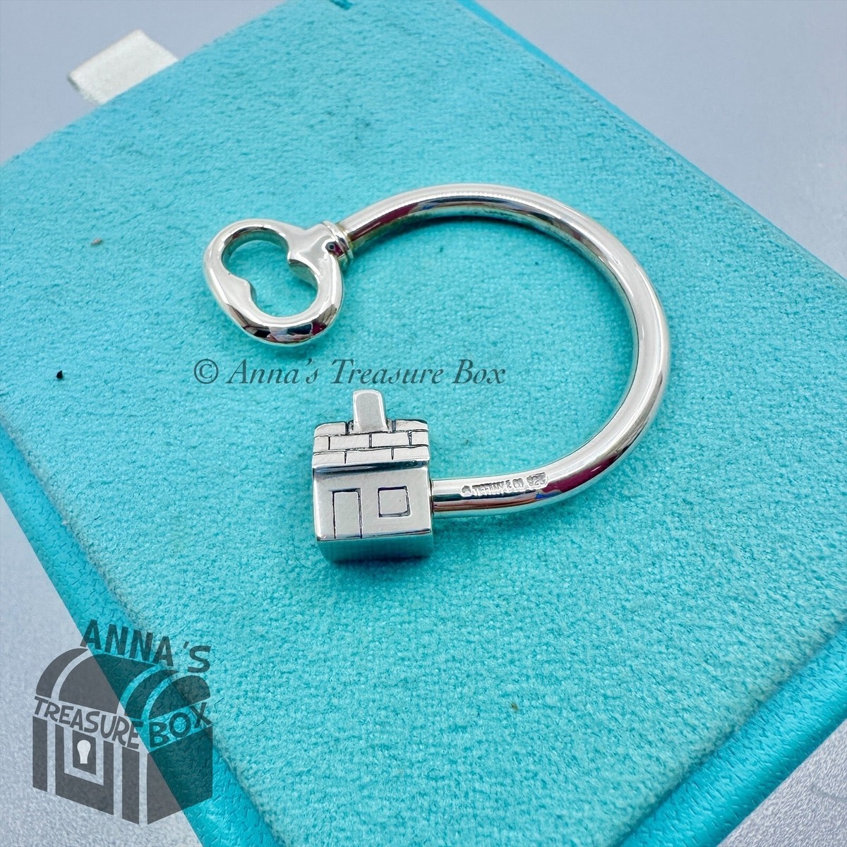 Tiffany & Co. 925 Silver House Key Keychain Keyring Key Chain Ring