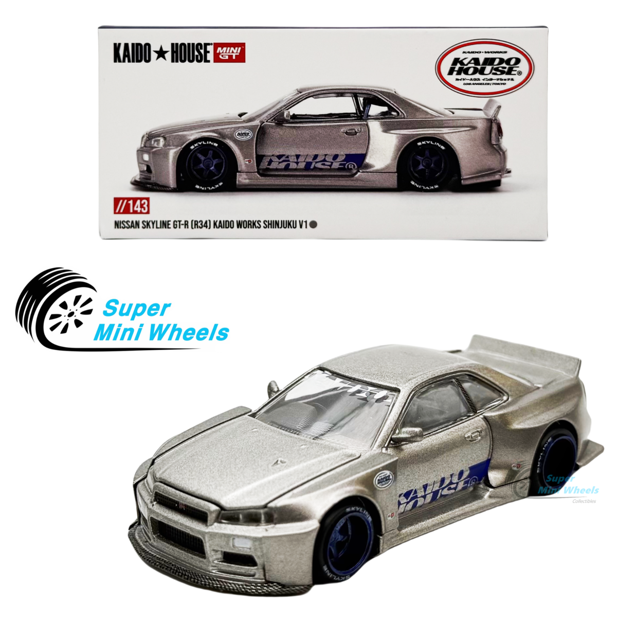 Kaido House x Mini GT 1:64 Nissan GT-R (R34) Kaido Works SHINJUKU
