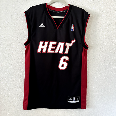 Adidas Miami Heat Lebron James #6 NBA Black Red Basketball Jersey