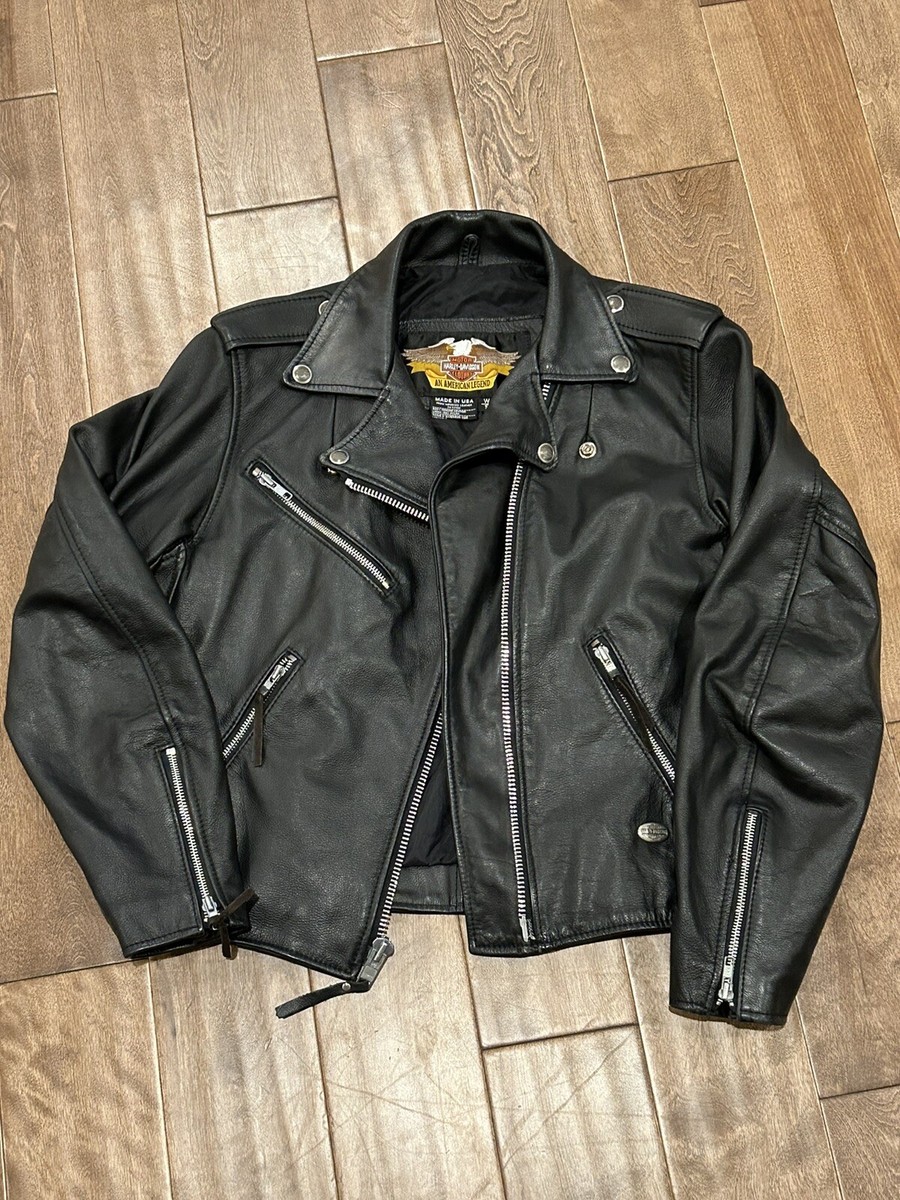 VTG Harley Davidson Women's Leather Riding Jacket CA 03402 Made In