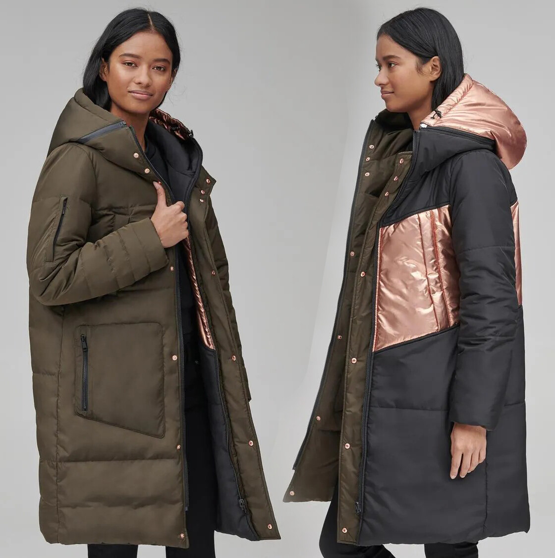 Andrew Marc Moxie Oversize Reversible Parka Metallic Down Jacket