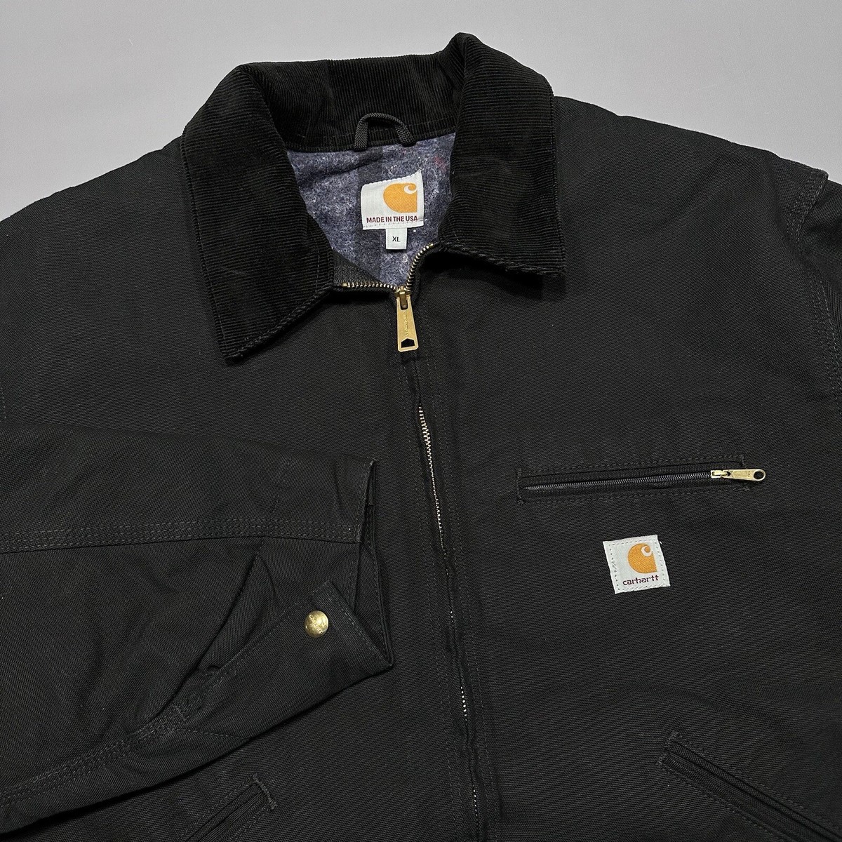 Vintage Carhartt J001 Men's XL Black Duck Detroit USA Blanket