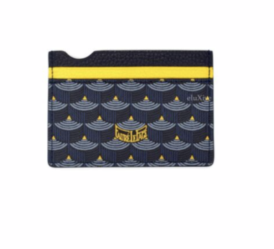 NWT Faure Le Page Paris Blue Navy Yellow 4CC Card Holder Case