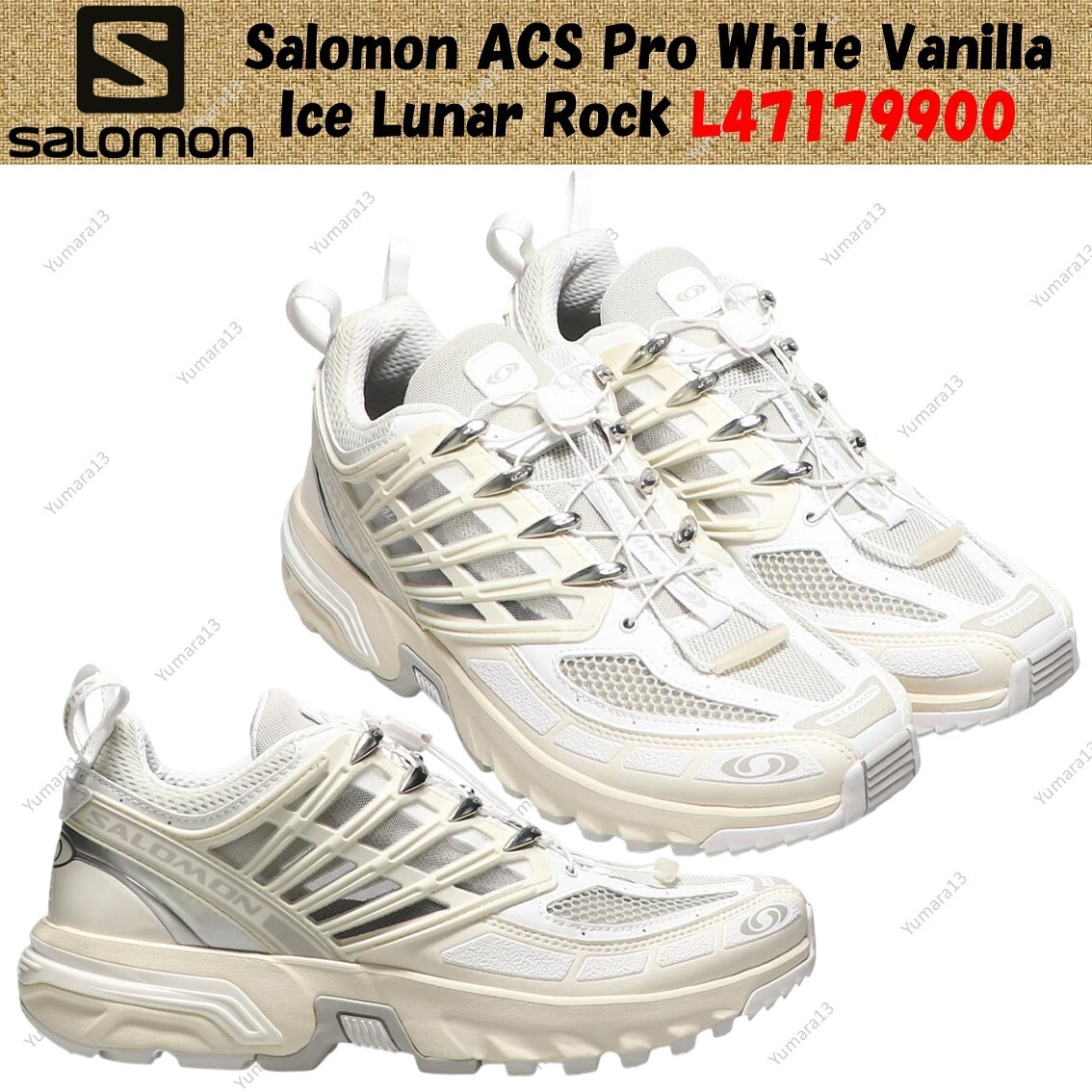 Salomon ACS Pro White Vanilla Ice Lunar Rock L47179900 Men's Size