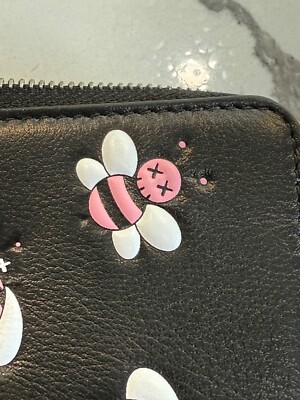 DIOR X KAWS Pink BEE 🐝 Wallet w/ Zipper black leather cardholder