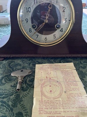 Vintage 1950's Smiths Enfield 8 Day Striking Fireplace Mantle
