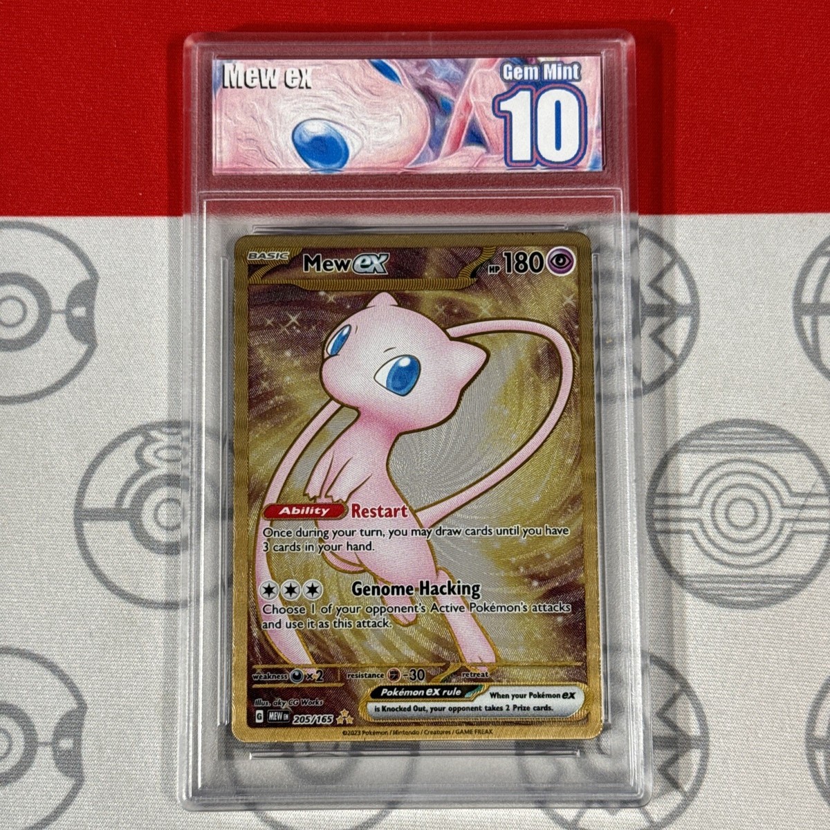 Graded 10 Pokemon 151 Mew EX #205/165 Gold Metal Ultra Premium