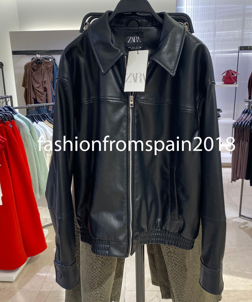 ZARA NEW WOMAN FAUX LEATHER BOMBER JACKET BLACK XS-XL 4341/864 | eBay