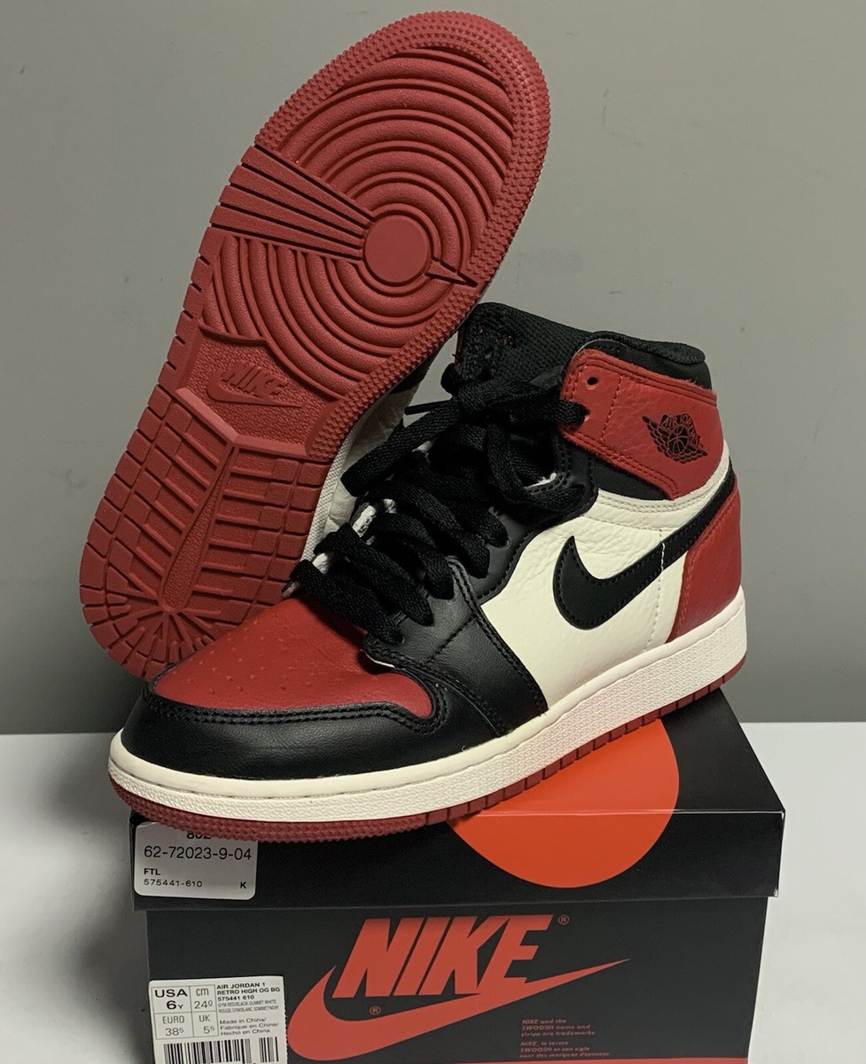 👹Jordan 1 Retro High OG Bred Toe 2018 Size 6y👹 | eBay