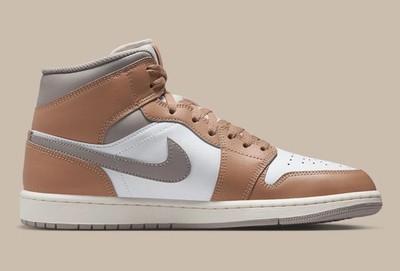 Air Jordan 1 Mid Men's Size 8.5 Hemp/Fire Red-White DQ8426-200