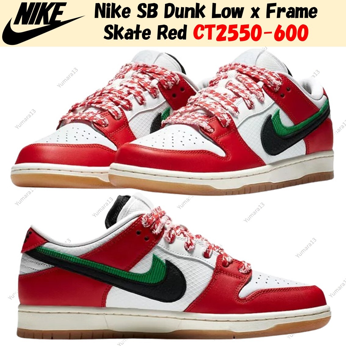 Nike SB Dunk Low x Frame Skate Red CT2550-600 Men's Size | eBay