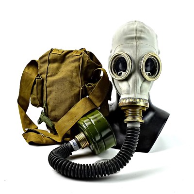 Soviet Russian military Gas mask GP-5 with hose. grey rubber NATO