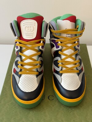 sz 7G - Gucci Basket Demetra black green red High top sneakers | eBay