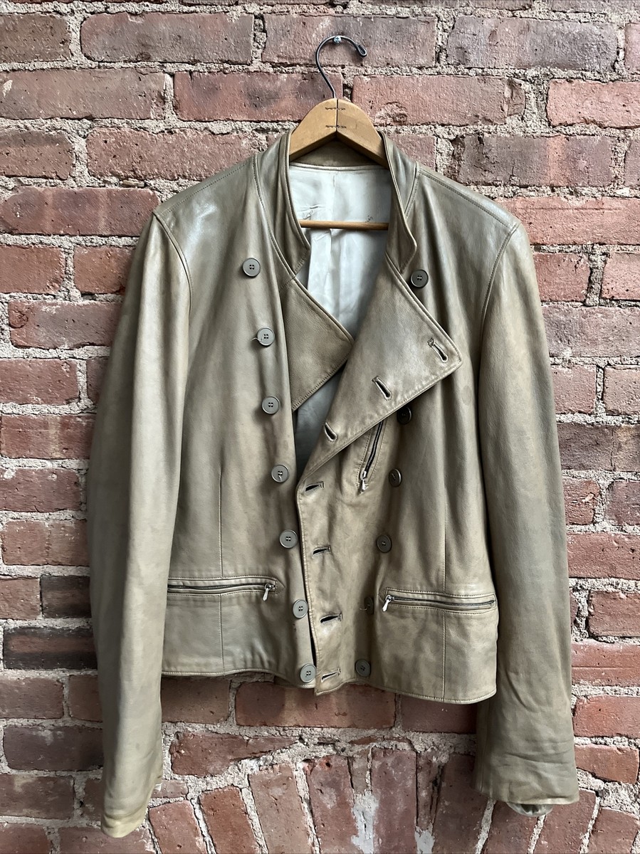 Agnès B. Homme Men's Leather Bomber Jacket, Sz 48, Beige France | eBay