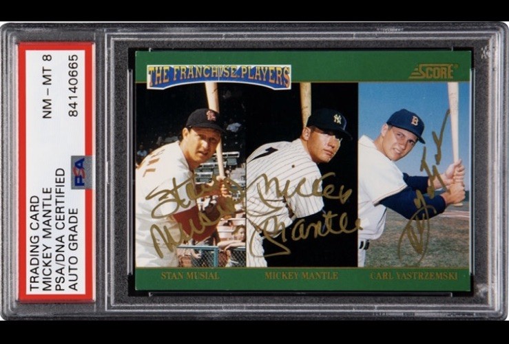 1992 Score Franchise Players Mickey Mantle Musial Yaz Triple Auto