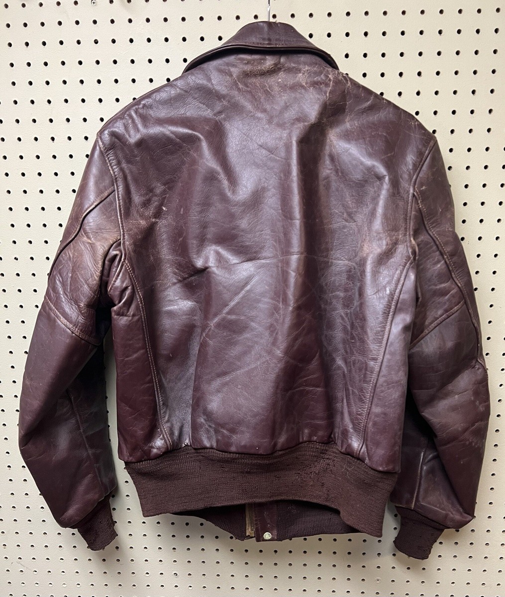 Vintage 1940-50s KIT CARSON Jacket Horsehide Leather Zip Bomber