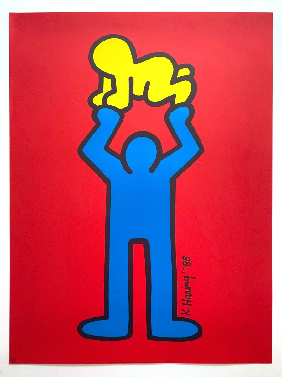 KEITH HARING ESTATE RARE VTG 1991 OFFSET LITHOGRAPH PRINT ICONIC