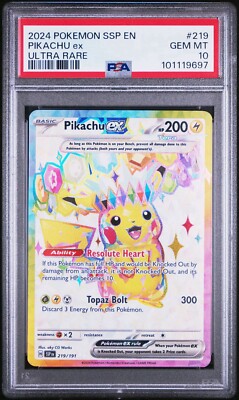 Pokemon Card PSA 10 Gem Mint Pikachu EX Surging Sparks 2024 Holo