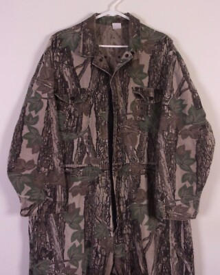 vintage 80s Trebark Camo Camouflage Coveralls Hunting Rip Stop